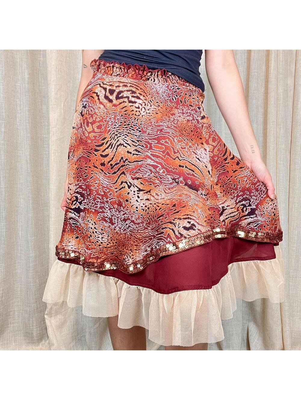Y2K Silk Midi Skirt